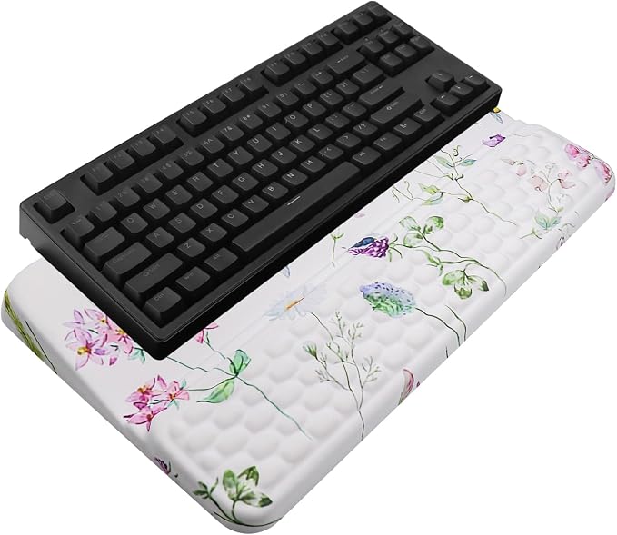 Computer Keyboard Stand with Wrist Rest, Ergonomic Tilted Keyboard Holder - Keyboard Riser with Wrist Pad - Keyboard Tray Support for Office Home - Scattered Flowers by KEPUTAIER