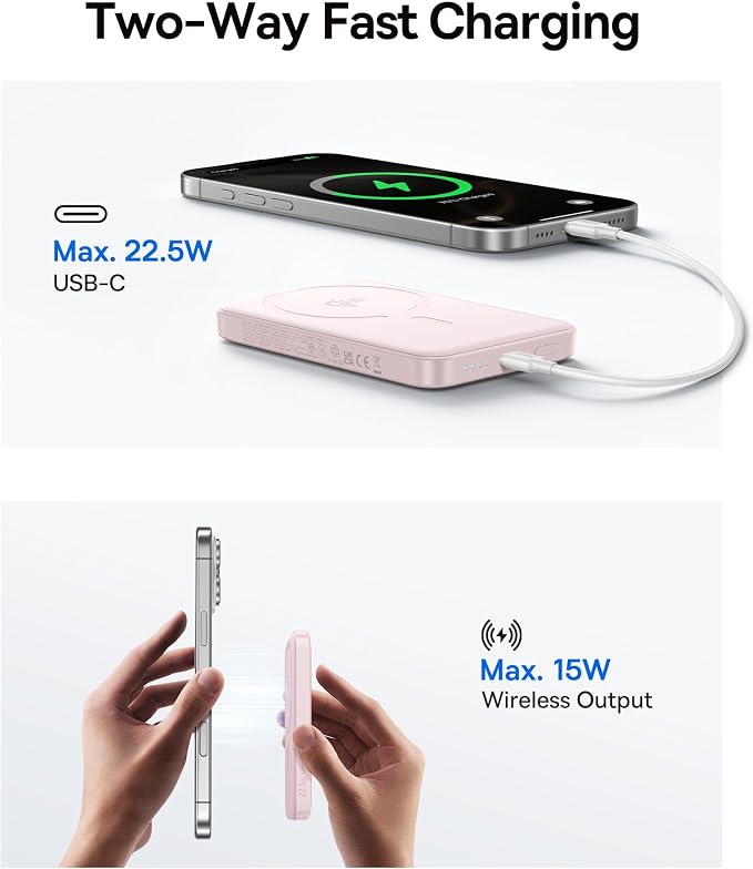 Baseus for MagSafe Portable Charger, Qi2 Certified 15W Wireless Magnetic Power Bank 10000mAh with USB-C Cable 22.5W PD Charging, Battery Pack Compatible with iPhone 17/16/15/14/13 Pro/Pro Max Series - Image 5