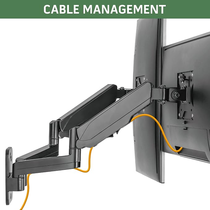 UPGRAVITY Dual Monitor Wall Mount for Two 17-32 inch Flat Computer Screens | Height Adjustable Gas Spring Double Monitor Wall Mounted Bracket Arms Hold up to 17.6lbs, VESA 75/100mm - Image 7
