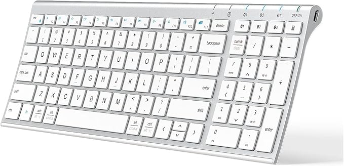 iClever BK10 Bluetooth Keyboard, Universal Bluetooth 5.1 Wireless Keyboard with Number Pad, Ergonomic Design, Multi-Device Compatibility, Stable Connection for Mac, iPad, iPhone, Android, Windows | Stable Connection for Mac,Windows,iPad,iPhone,Android by iClever