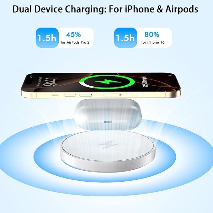 Magnetic iPhone Wireless Charger,10FT Fast Charging Apple Mag Safe Charger Wireless Charging Pad for iPhone Air/17 Pro Max/16 Pro/16 Plus/15 Pro/14/13/12/11/AirPods 3/Pro 3/2 Phone Mag safe Charge Pad - Image 4