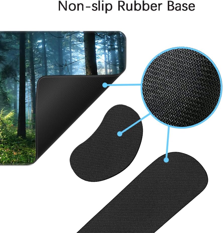 MIBITRI Keyboard Mouse Pad Set, Extended Gaming Mouse Pad+Ergonomics Keyboard Wrist Rest Support, Memory Foam, Easy Typing Pain Relief, 3Pcs XXL Ultra Thick Desk Mat, Forest in The Morning - Image 4