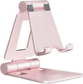Nulaxy Full Aluminum Dual Folding Cell Phone Stand for Desk, Rose Gold | Height Angle Adjustable, Portable, Anti-Slip Base, Fits 18mm Thick Case Smartphone, Nintendo Switch Desk Essential Accessory by Nulaxy