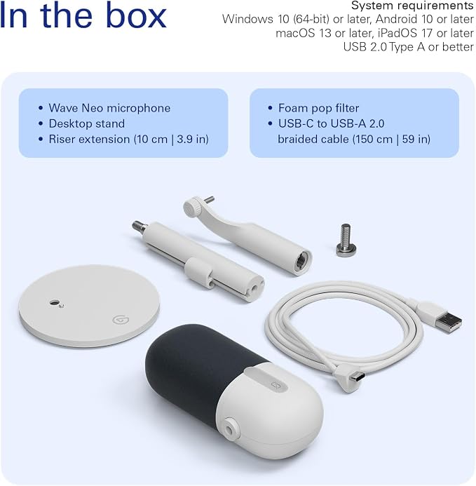 Elgato Wave Neo USB Condenser Microphone, Tap to Mute | High-rise stand design, LED mute indicator, Zero-delay headphone monitoring, Plug and play, Zero-plastic packaging - Image 9