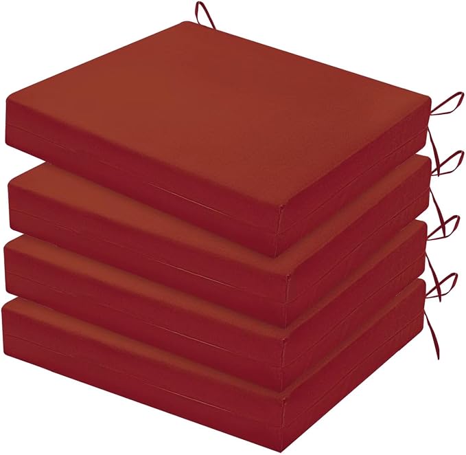 HARBOREST Outdoor Chair Cushions Set of 4, Water Resistant Patio Chair Cushions with Ties, Square Corner Outdoor Seat Cushions for Patio Furniture, 18.5"x16"x3", Burnt Orange by HARBOREST