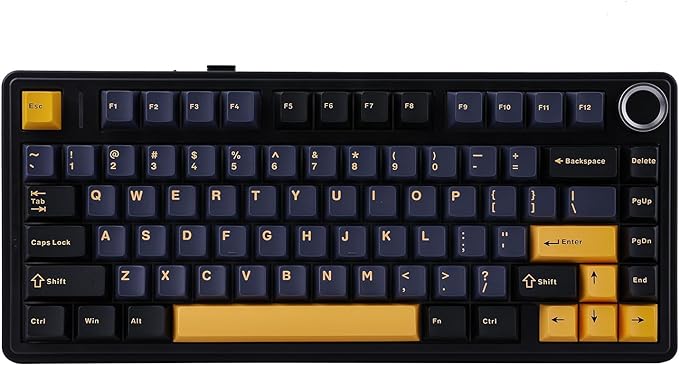 EPOMAKER x Aula F75 Gasket Mechanical Keyboard, 75% Wireless Hot Swappable Gaming Keyboard with Five-Layer Padding&Knob, BT/2.4GHz/USB-C, RGB (Black, Ice Vein Switch) by EPOMAKER