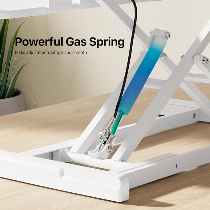 32" Standing Desk Converter, Quick Sit to Stand Desk Riser | Height Adjustable Stand up Desk with Keyboard Tray for Dual Monitor, Copmputer Workstation for Home Office, White - Image 8