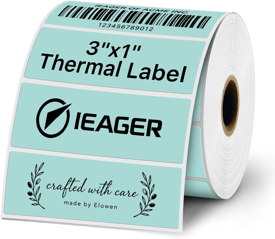 iEager 3x1 Inch Thermal Labels, Green Durable Thermal Printer Stickers by iEager