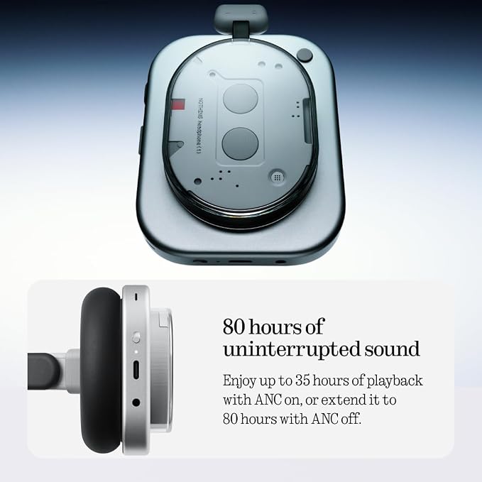 Nothing Headphone (1) Hybrid Active Noise Cancelling Headphones, Wireless Over-Ear Headphones with 6 Mics, 80Hrs Playtime, Hi-Res Audio, KEF-Tuned, Spatial Sound, Comfort Fit & Fast Charging White - Image 4