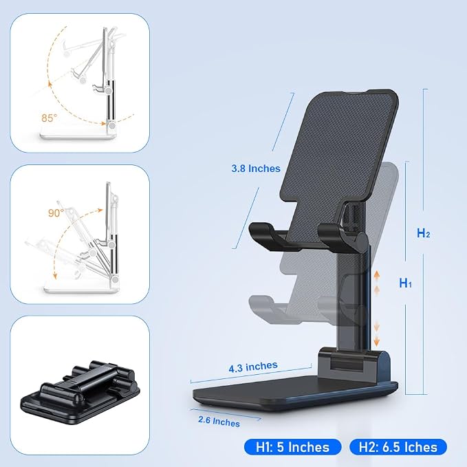 Phone Stand for Desk, Cell Phone Holder Cute Smart Cellphone Stand Foldable Stands Compatible with Under 8" Devices, Office Accessories - Image 4