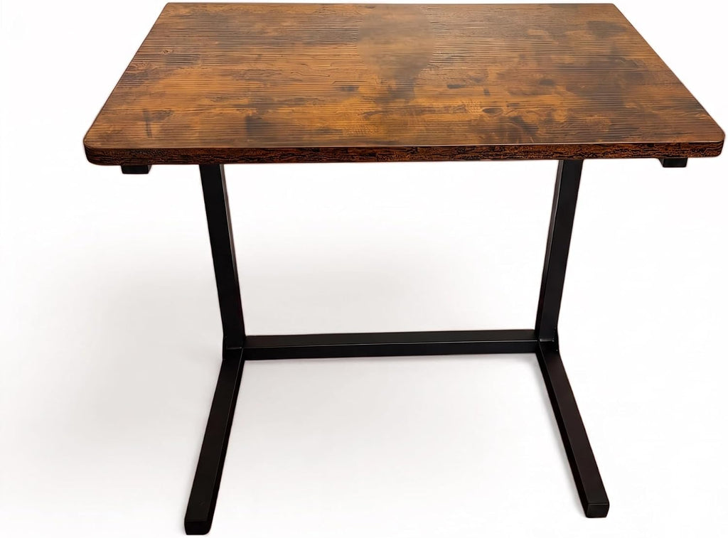Height Adjustable C-Shaped Sofa Side Table, Laptop Table for Couch & Bed, Rustic Brown - Image 3