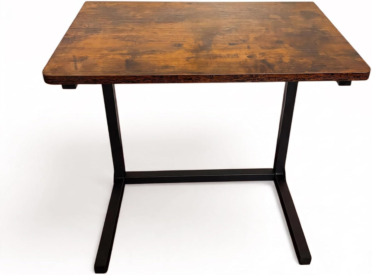 Height Adjustable C-Shaped Sofa Side Table, Laptop Table for Couch & Bed, Rustic Brown - Image 3