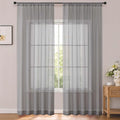 Charcoal Grey Sheer Curtains 96 Inches Long 2 Panels 52" Wide | Elegant Airy Sheer Curtain for Living Room Bedroom, Light Filtering Window Treatments, Rod Pocket, 2pcs Each 52" W x 96" L by OWENIE