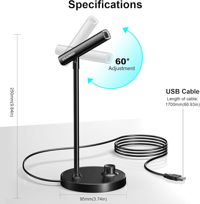 USB Desktop Microphone, Computer Microphone for PC with Noise Cancellation & Click to Mute Function for Recording, Gaming, Podcasting, Streaming, YouTube, Mac, Laptop - Image 6