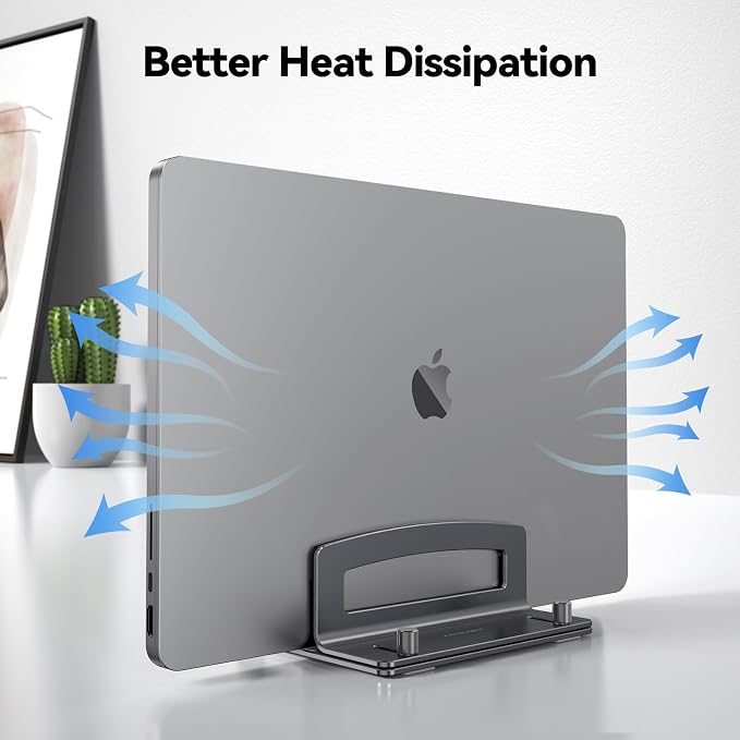 TECKNET Vertical Laptop Stand, Adjustable Aluminum Laptop Stand (Fits Up to 17.3"), Space-Saving Vertical Stand with Non-Slip & Scratch-Resistant Silicone, Compatible with MacBook Pro/Air, Dell, HP - Image 7
