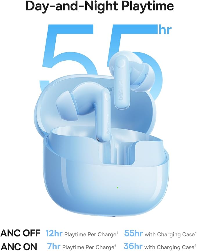 Baseus Bass BP1 Pro Noise Cancelling Wireless Earbuds, Real-Time Adaptive Noise Cancelling, Adaptive Active EQ, LDAC Hi-Res Sound, 6-Mic AI Clear Calls, 55H Playtime, IP55 Waterproof, Bluetooth 6.0 - Image 7