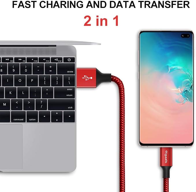 etguuds Long USB A to USB C Cable 10ft, 2-Pack Fast Charging Type C Charger | for iPhone 17 16 15 Pro Max Plus Air 16e, Samsung Galaxy S26 S25 S24 S23 S22 S21 S20 S10 A17 A16 A15 A26 A36 A56, Red - Image 4