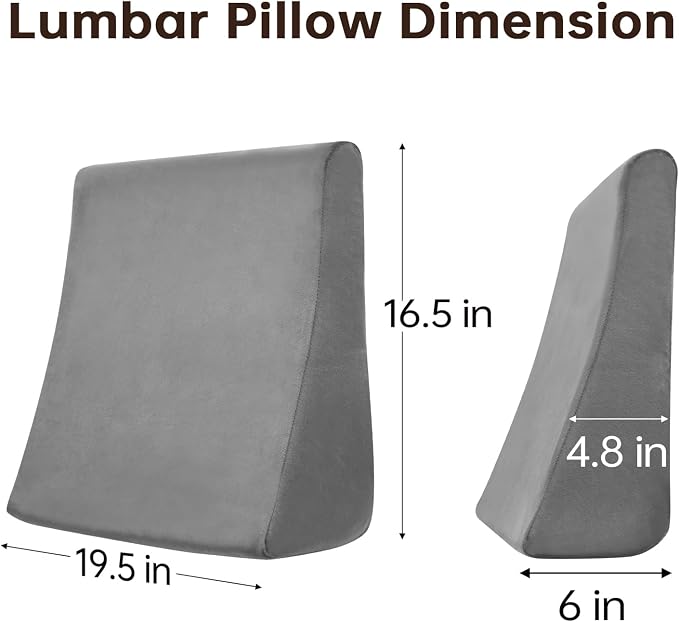 Vekkia Lumbar Support Pillow for Recliner,Ergonomic Back Support for Couch | Backrest Pillow, Improve Posture, Relieve Back Pain for Long Sitting & Elderly, for Armchair & Sofa, Removable Cover,Gray - Image 3