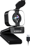 Atatat 2K Webcam for PC with Light, Microphone, Privacy Cover | Autofocus Web Camera for Desktop/Laptop/Monitor/Mac, Computer Camera for Zoom/Skype/Teams/Video Calling/Meeting by Atatat