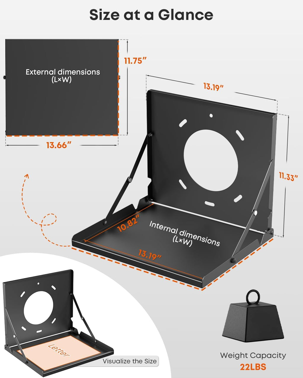 Projector Shelf for Wall Mount, Flip Down Projector Wall Mount Holds 22lbs - Image 3
