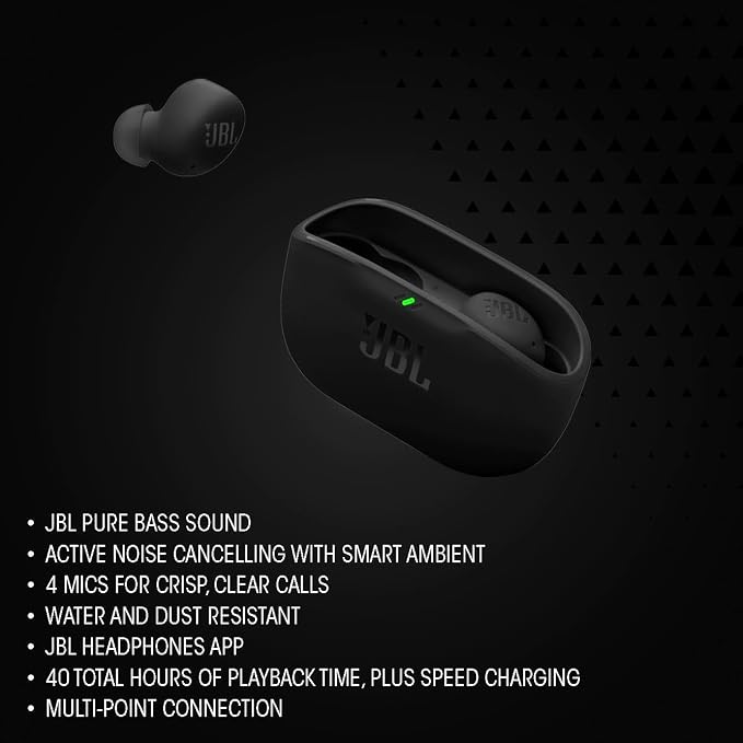 JBL Vibe Buds 2 - True Wireless Noise Cancelling Earbuds with JBL Pure Bass Sound & Smart Ambient Technology, 4mics for Crisp, Clear Calls, up to 40Hrs of Playback, IP54 Dust & Water Resistant (Blue) - Image 5