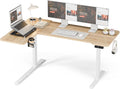 L Shaped Electric Standing Desk - 59x40 Inch Reversible Corner Sit Stand Desk with Hook&Cup Holder,Electric Height Adjustable Table,for Home Office Gaming Computer Desk, Oak by Acrolix