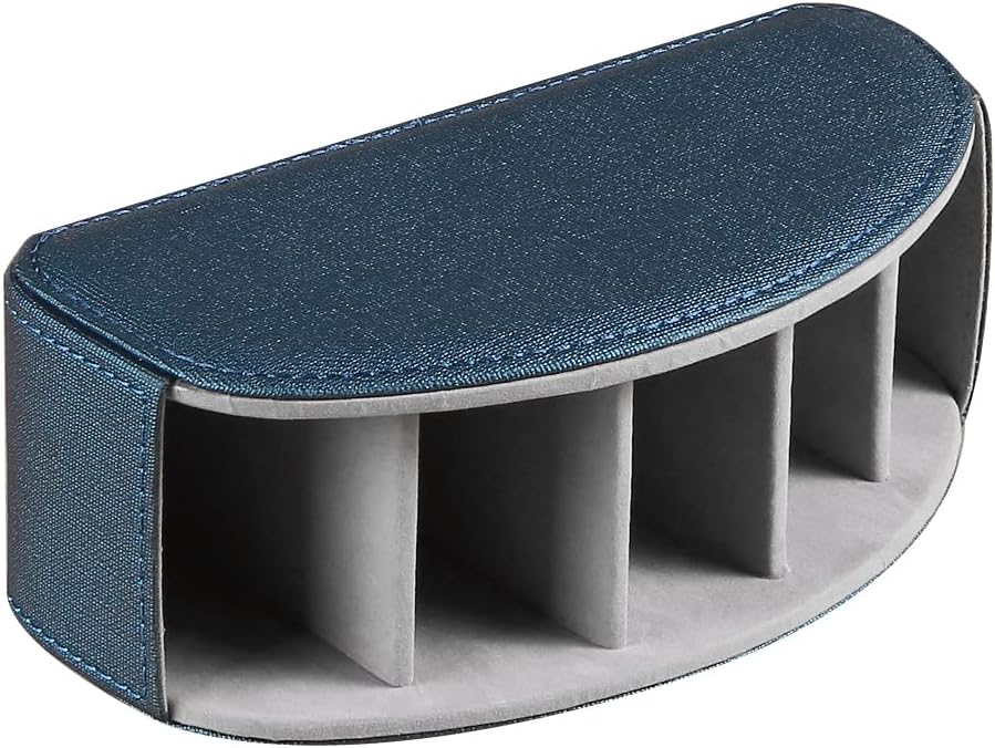 Leather Remote Control Holder,TV Remote Caddy with 5 Compartments,Desktop Organizer,for Store TV,DVD,Blu-Ray,Media Player,Heater Controllers(Blue) - Image 4