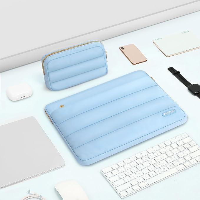MOSISO Laptop Case 13.3 inch,13-13.3 inch Puffy Laptop Sleeve Carrying Case | Compatible with MacBook Neo/Air 13.6/Pro 13/14, HP Dell ASUS Lenovo, Polyester Horizontal Bag with Small Case, Air Blue - Image 5