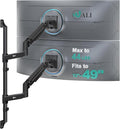 WALI Vertical Dual Monitor Wall Mount for 13-49 inch Screens, 44lbs per Arm | Heavy Duty Stacked Ultrawide Monitor Arm for Wall, Full Motion with Tilt, Swivel, Rotation, VESA 75/100mm (GSWM002-P), Black by WALI