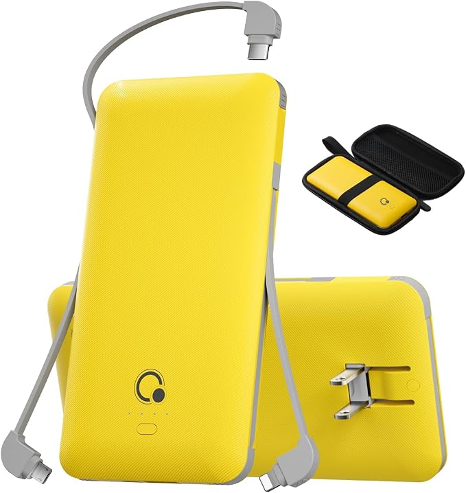 Portable Charger with Built-in Cables and AC Wall Plug, USB C External Battery Pack, 10000mAh Travel Essentials Power Bank Compatible with iPhone17/16/15/14/13, Samsung Galaxy, Pixel,Tablet and More by Unknown