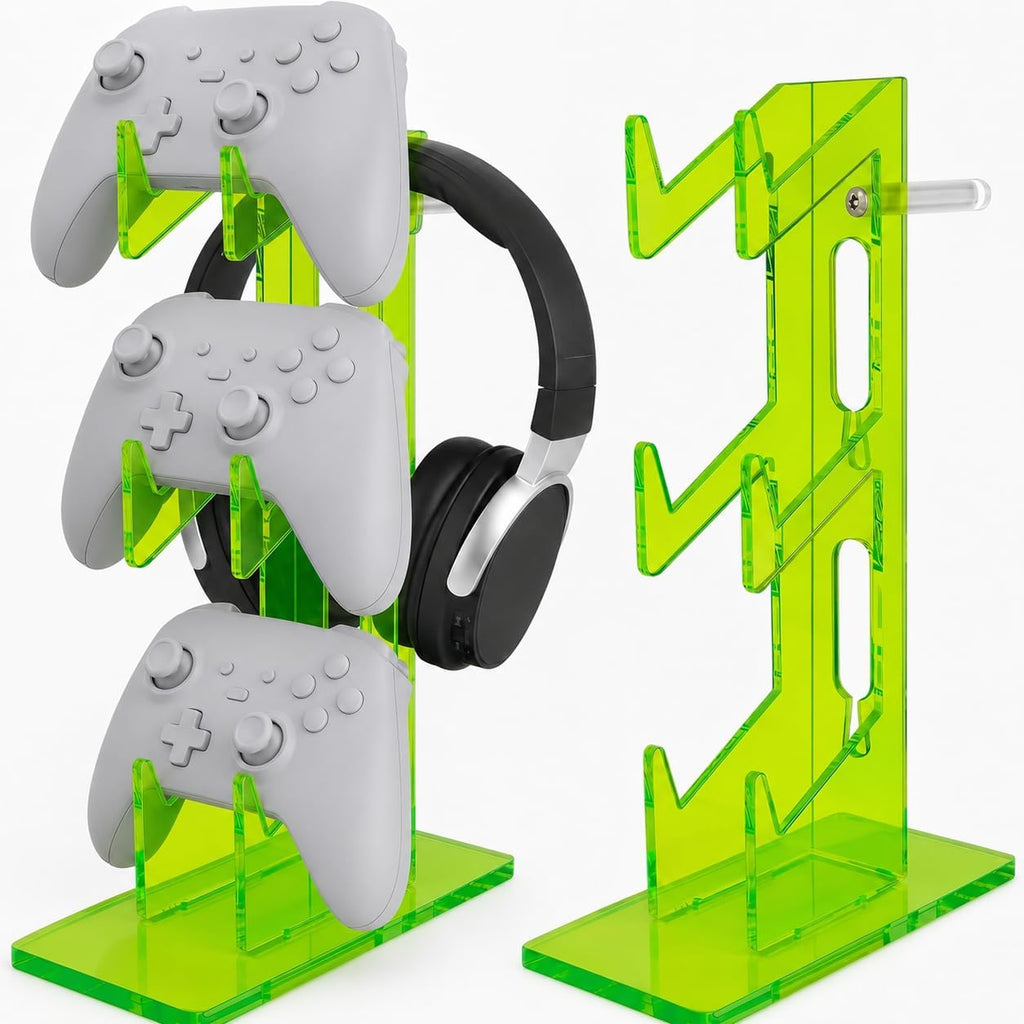 Aurora Green 2 Pack 3-Tier Controller Holder & Headset Stand for PS5, Xbox by ColaRayKa
