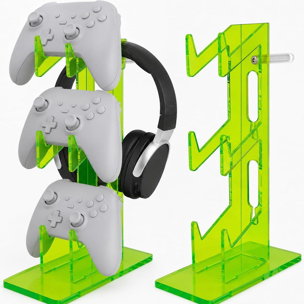 Aurora Green 2 Pack 3-Tier Controller Holder & Headset Stand for PS5, Xbox by ColaRayKa