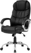 FDW | High Back Office Chair | Black, PU Leather | with Lumbar Support | Ergonomic Desk Chair with Height Adjustment, Padded Backrest & Soft Seat Cushion | For Home, Office, Workspaces by FDW