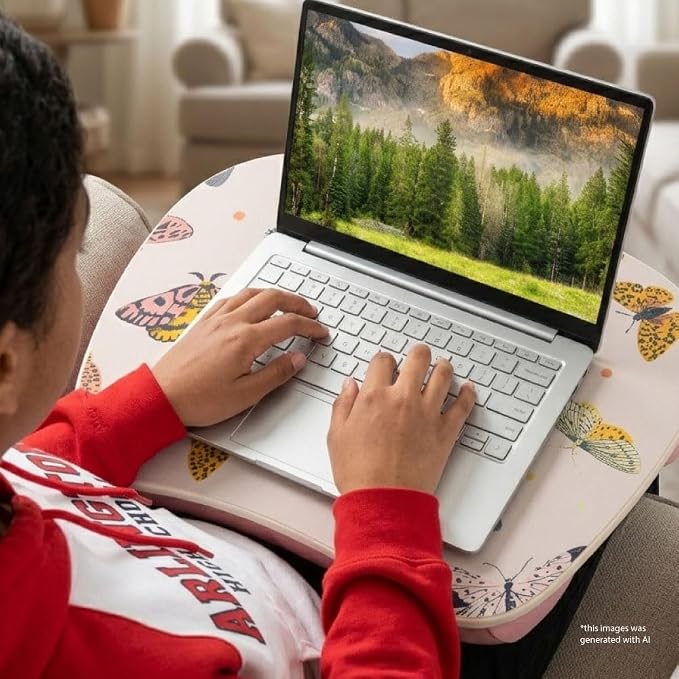 LAPGEAR MyStyle Lap Desk – Butterflies, Fits 15.6" Laptops | Dual-Bolster Microbead Cushion, Built-In Carry Handle, Ergonomic Curved Front Edge - Image 6