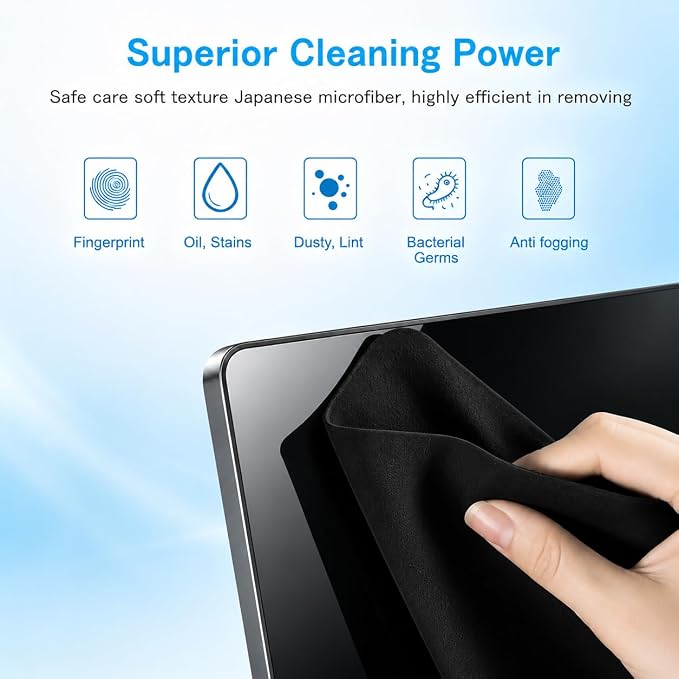 3 Pack Microfiber Liner Cleaning Cloth 15" 16" MacBook Air/MacBook Pro Screen Keyboard Imprint Protection, Keyboard Protector Compatible with MacBook Air 15.3" /MacBook Pro 15"/MacBook Pro 16"-Black - Image 3