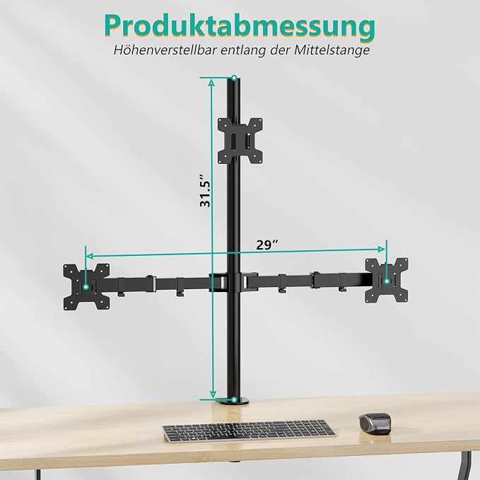 WALI Tall Triple Monitor Mount for 13-27 inch Computer Screens, up to 22lbs | 3 Monitor Desk Mount, Full Motion with Tilt, Swivel, Rotation, C-Clamp/Grommet Mounting, VESA 75/100mm (M003), Black - Image 5