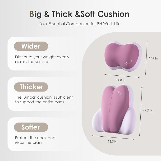 Lumbar Support with Car headrest Back Pillow for Chairs Headrest Pillow for Car Ergonomic Ultrathick Memory Foam Back Pillow for Office Chair (Purple) - Image 5
