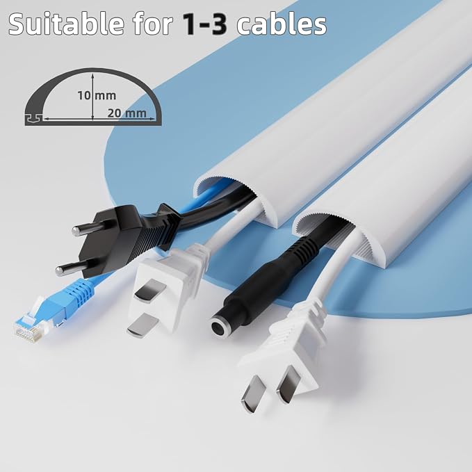78"Flexible Cord Hider for 2-3 Cables,Side-Open Cord Cover for Wire on Wall | Self Adhesive Cable Concealer for Wall Mounted TV,Silicone Cord Raceway for Home Office Hide Wires,W 1.08"× H 0.6",White - Image 4