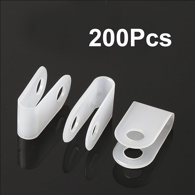 200 Pcs Nylon R-Type Cable Clips, 5/16'' Plastic Fastener Clamp | Nylon durable material, R-Type cable fixing clips, Ideal for household wire management, Office Cable Management - Image 7