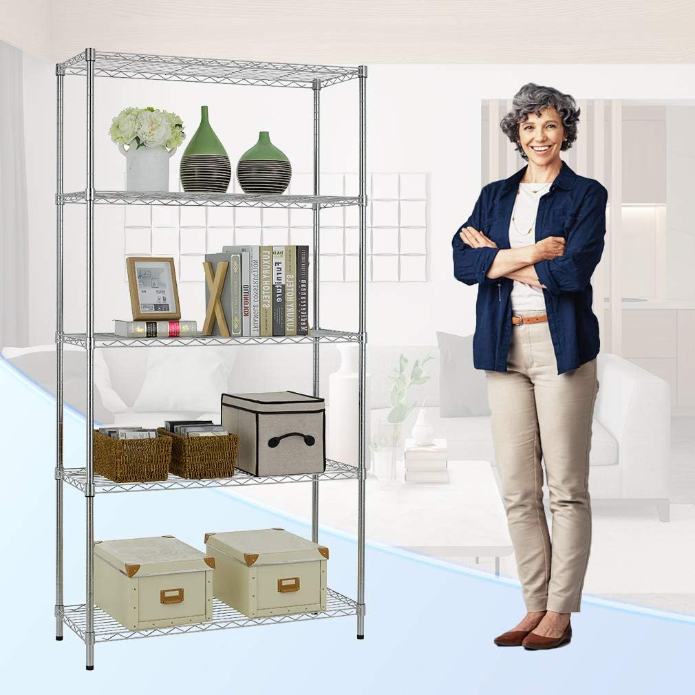 BestOffice | 5-Tier Wire Shelf | 36" x 14" x 72" | Chrome - Image 4