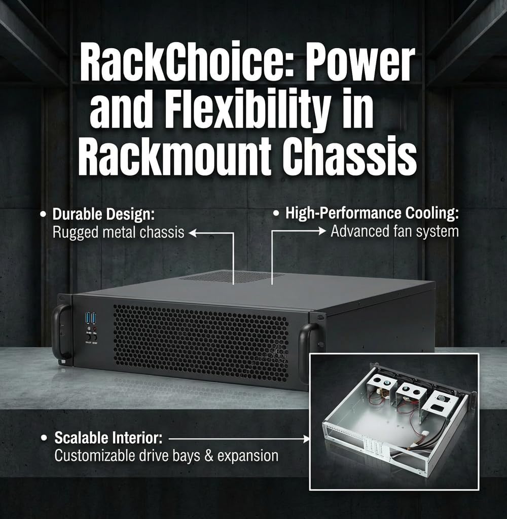 RackChoice Server case MicroATX/Mini-ITX 2U Rackmount Server Chassis max 7x3.5 Bay / USB3.0 with 2.0 Adapter Support ATX PSU Either top or Side Cooling Depth 15.7" - Image 7