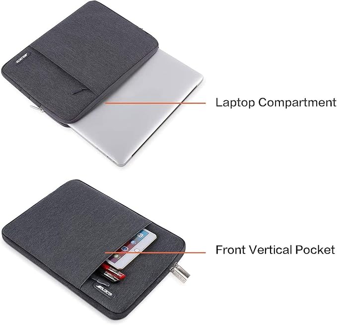 MOSISO Laptop Case 14 inch, Laptop Sleeve Bag with Pocket | Compatible with HP Lenovo Dell ASUS Acer, HP Stream, Dell Latitude, Polyester Vertical Computer Bag, Space Gray - Image 4