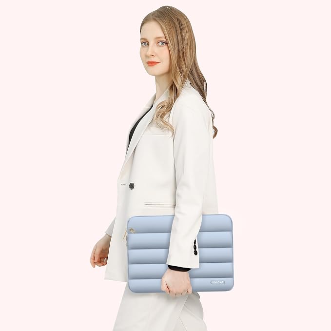 MOSISO Laptop Case 16 inch, 15-15.6 inch Puffy Laptop Sleeve Carrying Case | Compatible with MacBook Pro 16, HP Dell ASUS Acer Toshiba Lenovo, Polyester Horizontal Bag with Small Case, Baby Blue - Image 6