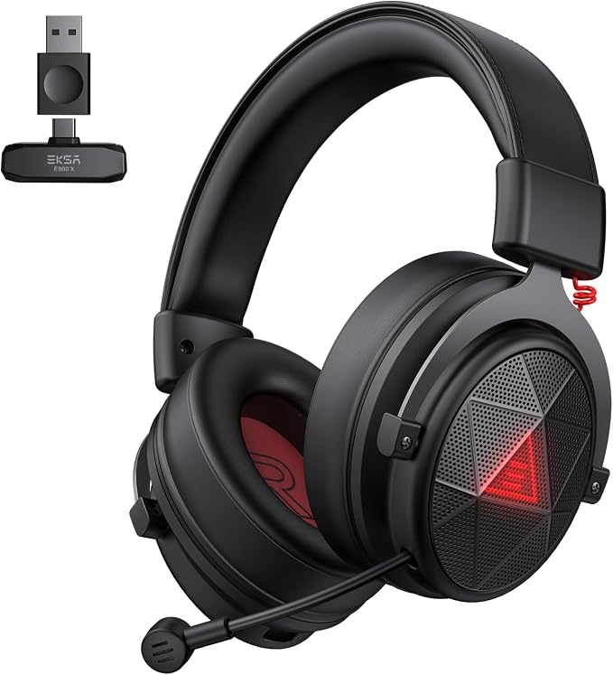 EKSA E900X 5.8G Wireless Gaming Headset with Micphone for PC PS4, PS5, Computer, Laptop - Dual Mic ENC Call Noise Cancelling Headphones - 7.1 Srround Sound - Over Ear Headphones for TV, Music, Meeting by EKSA