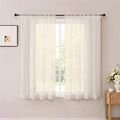 Cream Short Sheer Curtains 54 Inch Length for Bedroom 2 Panels Set | Light Filtering, Rod Pocket, Elegant Solid Voile Sheer, Living Room Window Treatments, Airy Soft Fabric, 42"W X 54"L by OWENIE