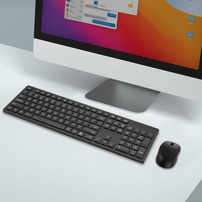 LeadsaiL Wireless Keyboard and Mouse Combo, Full-Sized Ergonomic Computer Keyboard, 2.4GHz Cordless Keyboard Silent Mouse Set with 2-in-1 USB Receiver, 12 FN Shortcuts for Windows Laptop, PC/Mac-Black - Image 7