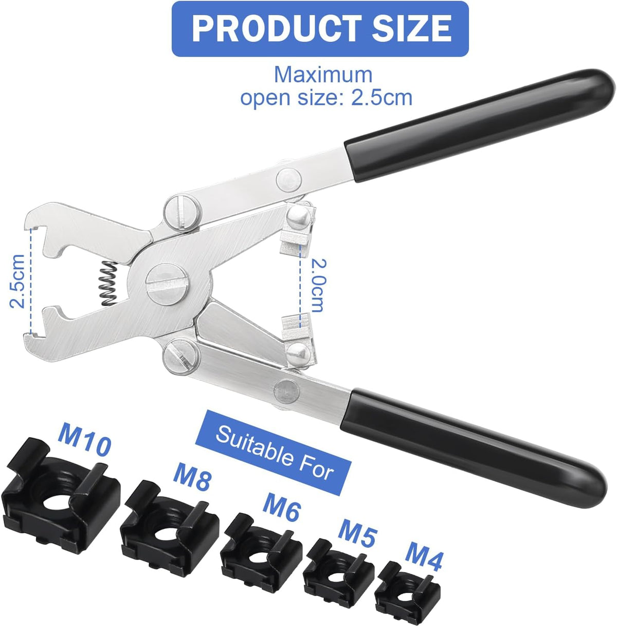 Rotable Cage Nut Tool, Cage Nut Insertion/Removal Tool on The Front, Side and Top for IT and Data Center Rack Deployment, Cabinet, Patch Panel, Server Shelves Fixing, for Cage Nut of M4 M5 M6 M8 M10 - Image 3