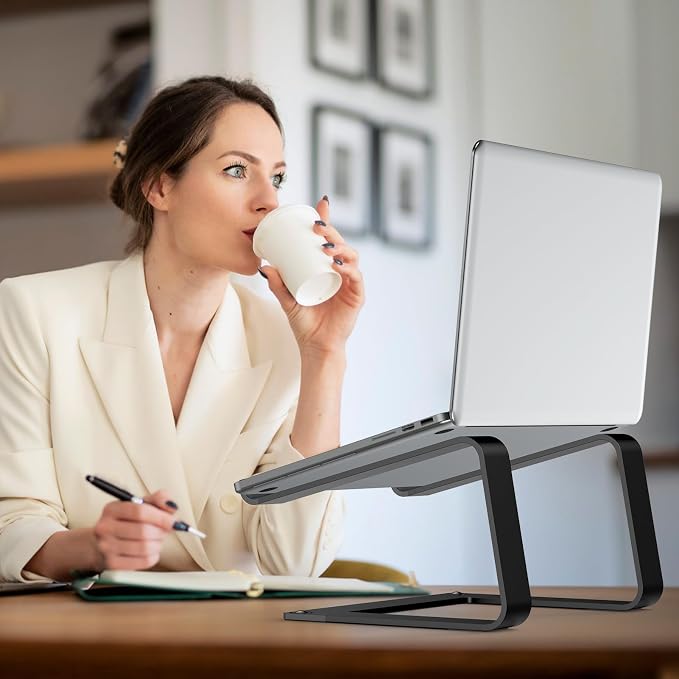 Tonmom Laptop Stand for Desk, Aluminum Laptop Riser Holder | Removable Metal Notebook Stand Ventilated Cooling Computer Riser Compatible with 10-15.6” Laptops - Image 7