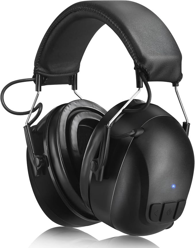 Kalence Gel Ear Pads Bluetooth 5.4 Hearing Protection Headphones, 30dB Noise Cancelling Headphones, 1200mAh Rechargeable Safety Earmuffs Bluetooth Ear Protection for Mowing by Kalence