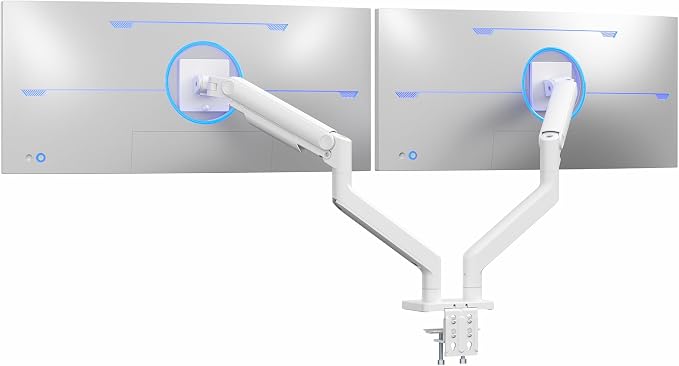VIVO Heavy Duty Dual Ultra-Wide Monitor Tension Arm, Up to 45 inch Screens, Holds 44 lbs per Arm, Premium Desk Mount Monitor Stand for 2 Ultrawides, White, STAND-V200VW by Unknown